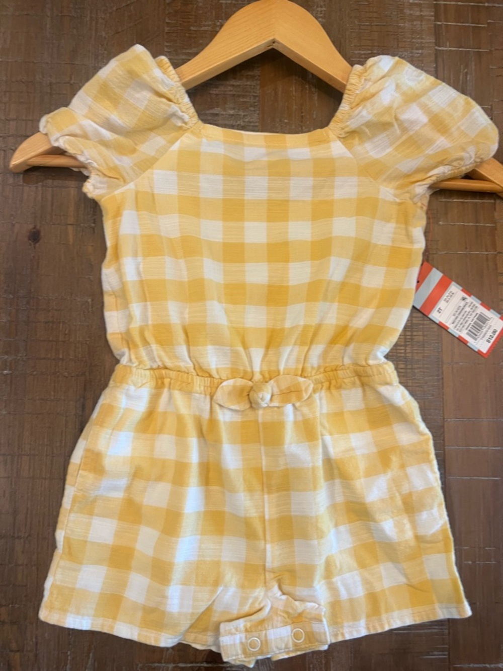 Cat & Jack Yellow and White Gingham Romper